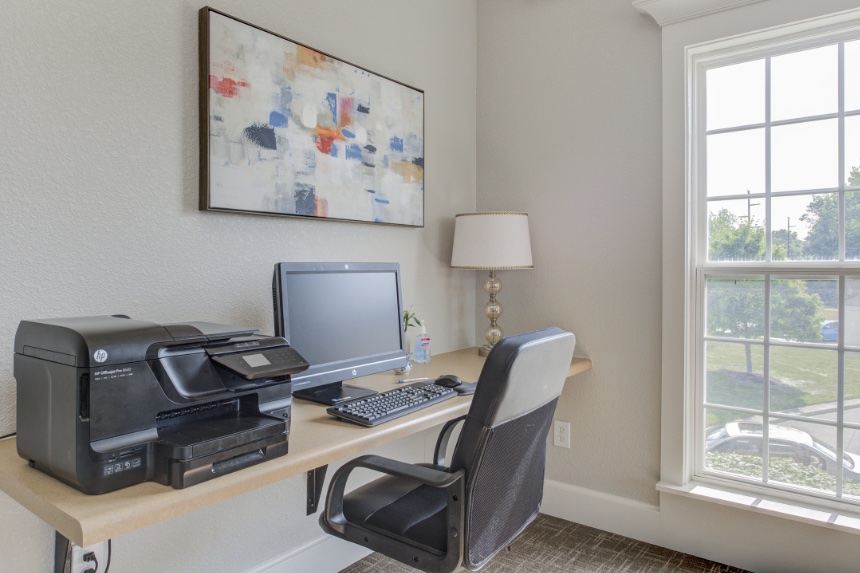 Home office in a West Lafayette apartment.