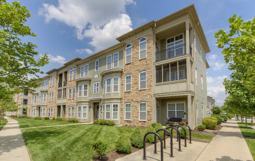 Exterior view of a West Lafayette apartment building.