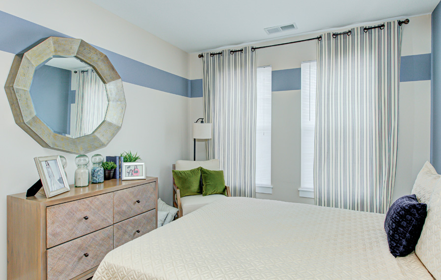 Model bedroom at Union Street Flats Apartments. Model bedroom at Union Street Flats Apartments.